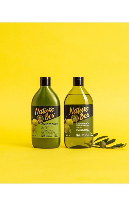 NATURE BOX-Шампунь Nature Box для укрепления длинных волос и противодействия ломкости с оливковым маслом холодного отжима 385 мл-9000101250961