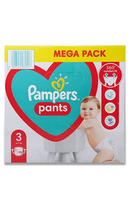 PAMPERS PANTS-Подгузники - трусики Pampers Pants Размер 3 (6-11 кг), 128 шт-8006540069417