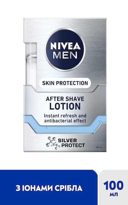 NIVEA-Лосьйон після гоління чоловічий Nivea Men Silver Protect з іонами срібла і антибактеріальним ефектом 100 мл-4005808539604