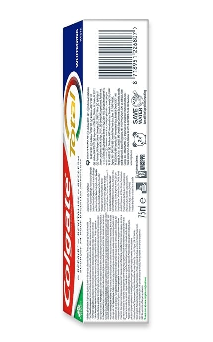 COLGATE-Зубна паста Colgate Total Whitening багатофункціональна антибактеріальна, 75 мл-6920354819674