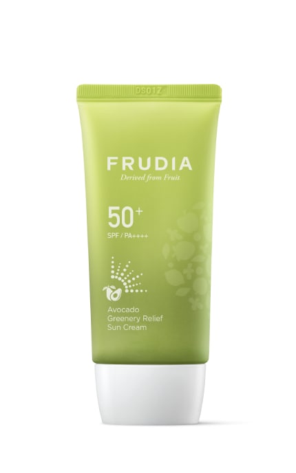 FRUDIA-Зволожуючий захисний крем Frudia Sun Avocado Greenery Relief для чутливої шкіри SPF 50+ 50 г-8803348040903