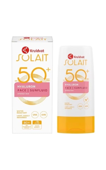 SOLAIT-Флюид солнцезащитный Kruidvat Solait Hyaluron SPF50+ для лица 50 мл-8720674232102
