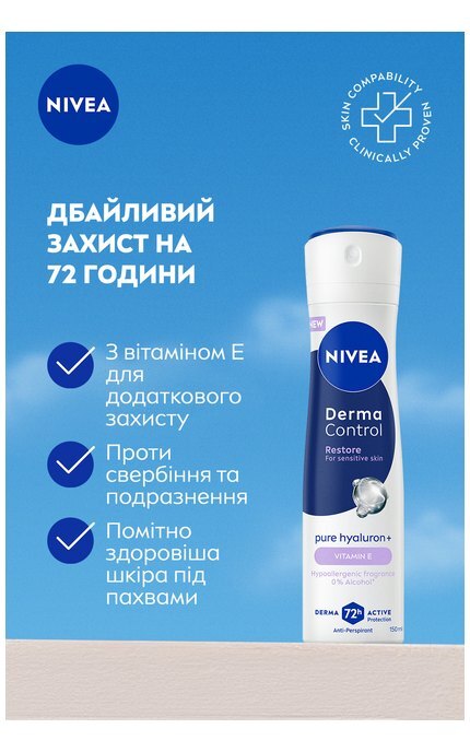 NIVEA-Антиперспирант NIVEA Дерма контроль. Восстановление для чувствительной кожи Спрей 150 мл-5900017100036