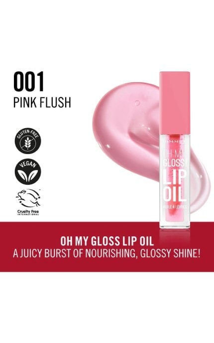 RIMMEL-Масло для губ Rimmel Oh My Gloss! Lip Oil 001 Pink Flush 4,5 мл-3616305499844