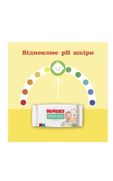 HUGGIES-Серветки вологі дитячі Huggies All Over Clean багатошарові 56 шт-5029053550022
