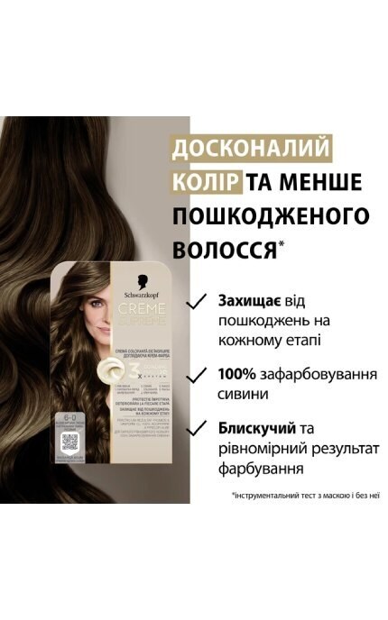 CREME SUPREME-Фарба для волосся Schwarzkopf Professional Creme Supreme 6-0 Натуральний Темно-Русявий 60 мл-9000101745962