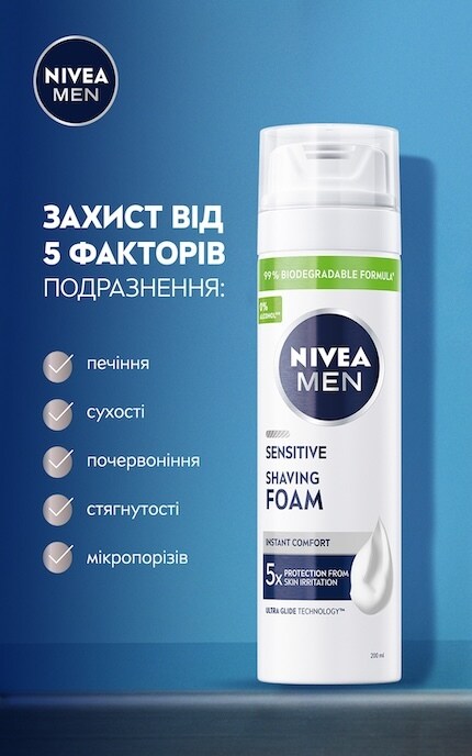 NIVEA-Заспокійлива піна для гоління Nivea Men для чутливої шкіри 200 мл-4005808222742