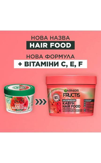 FRUCTIS-Маска для волосся Garnier Fructis Superfood Соковитий кавун 390 мл-3600542389440