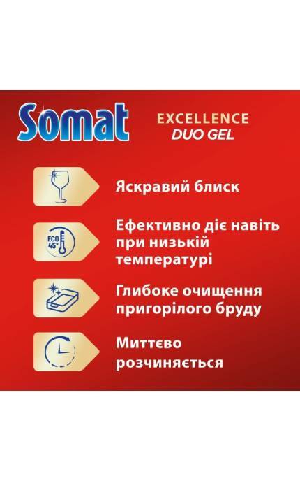 SOMAT-Гель для мытья посуды в посудомоечной машине Somat Exellence Duo Gel Антижир 684 мл + 684 мл-9000101819199