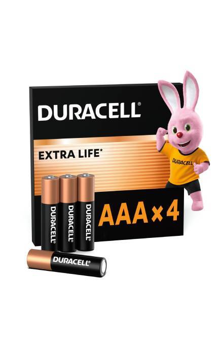DURACELL-Батарейки Duracell Basic AAA LR03 Alkaline 4 шт-5000394077164